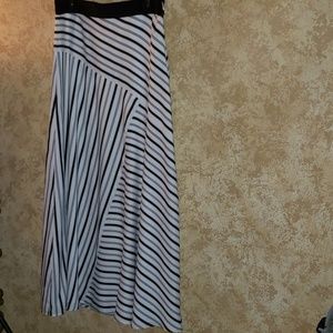 Ann Taylor Black and White Striped Maxi Skirt
